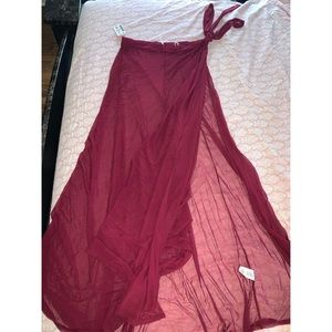 NWT! Burgundy Swim Coverup Skirt